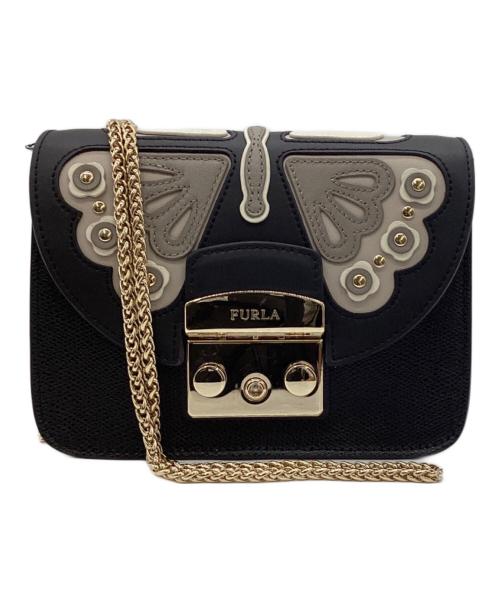 FURLA（フルラ）FURLA (フルラ) METROPOLIS PAPILLON（メトロポリス パピヨン）チェーンショルダーバッグ ブラックの古着・服飾アイテム
