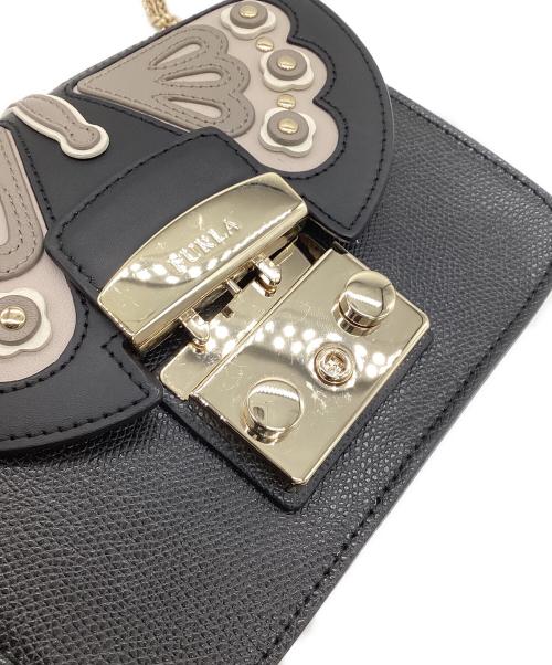 FURLA（フルラ）FURLA (フルラ) METROPOLIS PAPILLON（メトロポリス パピヨン）チェーンショルダーバッグ ブラックの古着・服飾アイテム