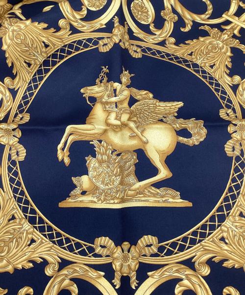 HERMES（エルメス）HERMES (エルメス) カレ90 LES TUILERIES（チュイルリー公園）シルクスカーフ ブラック×イエローの古着・服飾アイテム