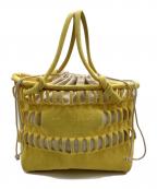 beautiful peopleビューティフルピープル）の古着「konbu knit shopping busket bag（コンブ ニット ショッピング バスケット バッグ）」｜イエロー