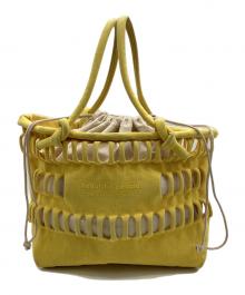 beautiful people（ビューティフルピープル）の古着「konbu knit shopping busket bag（コンブ ニット ショッピング バスケット バッグ）」｜イエロー