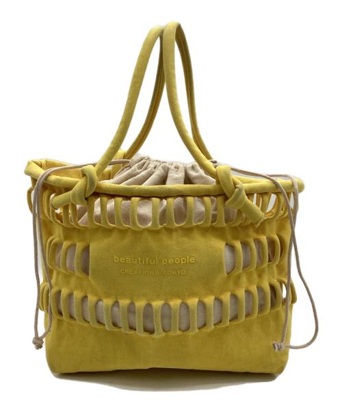 beautiful people（ビューティフルピープル）beautiful people (ビューティフルピープル) konbu knit shopping busket bag（コンブ ニット ショッピング バスケット バッグ） イエローの古着・服飾アイテム