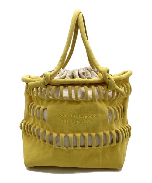beautiful people（ビューティフルピープル）beautiful people (ビューティフルピープル) konbu knit shopping busket bag（コンブ ニット ショッピング バスケット バッグ） イエローの古着・服飾アイテム