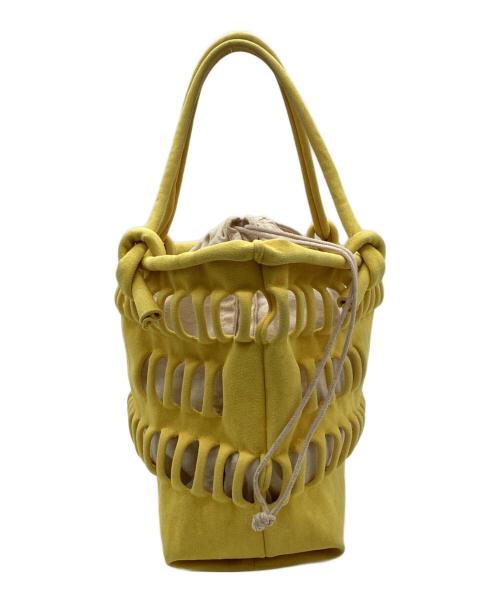 beautiful people（ビューティフルピープル）beautiful people (ビューティフルピープル) konbu knit shopping busket bag（コンブ ニット ショッピング バスケット バッグ） イエローの古着・服飾アイテム