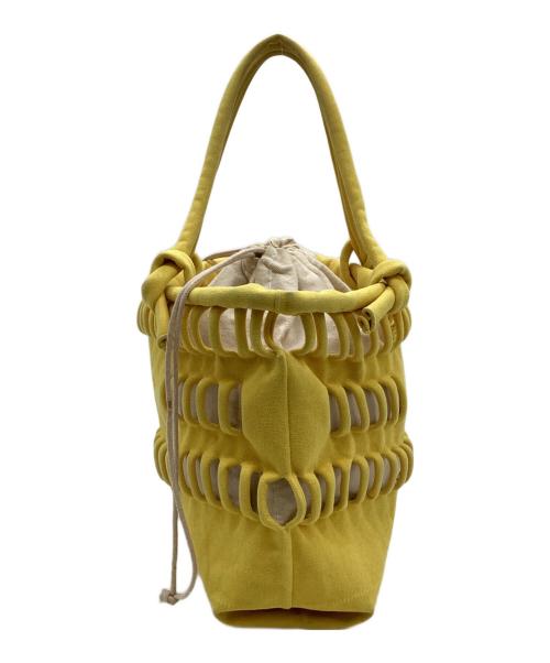 beautiful people（ビューティフルピープル）beautiful people (ビューティフルピープル) konbu knit shopping busket bag（コンブ ニット ショッピング バスケット バッグ） イエローの古着・服飾アイテム