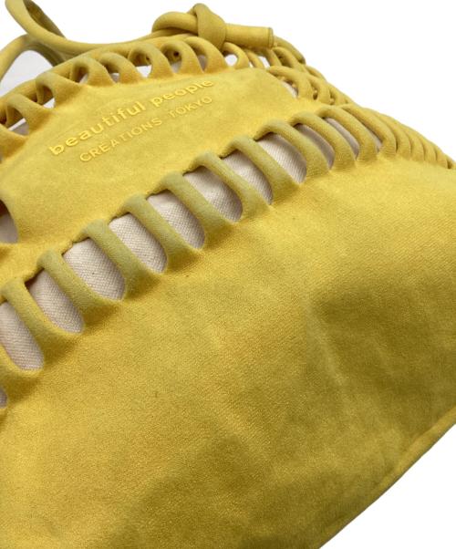 beautiful people（ビューティフルピープル）beautiful people (ビューティフルピープル) konbu knit shopping busket bag（コンブ ニット ショッピング バスケット バッグ） イエローの古着・服飾アイテム
