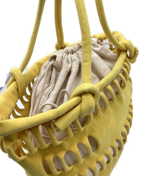 beautiful people（ビューティフルピープル）beautiful people (ビューティフルピープル) konbu knit shopping busket bag（コンブ ニット ショッピング バスケット バッグ） イエローの古着・服飾アイテム