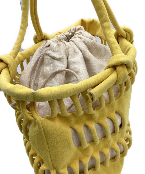 beautiful people（ビューティフルピープル）beautiful people (ビューティフルピープル) konbu knit shopping busket bag（コンブ ニット ショッピング バスケット バッグ） イエローの古着・服飾アイテム