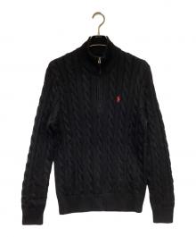 POLO RALPH LAUREN（ポロ・ラルフローレン）の古着「ハーフジップニット」｜ブラック
