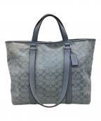 COACHコーチ）の古着「Hudson Double Handle Tote In Signature Chambray（ハドソン ダブルハンドル トート イン シグネチャーシャンブレー）」｜スカイブルー