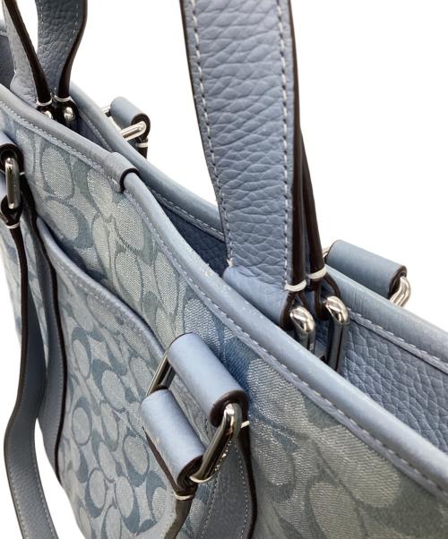 COACH（コーチ）COACH (コーチ) Hudson Double Handle Tote In Signature Chambray（ハドソン ダブルハンドル トート イン シグネチャーシャンブレー） スカイブルーの古着・服飾アイテム