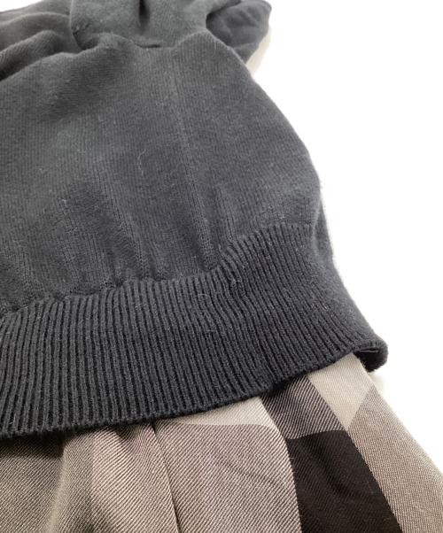 BLUE LABEL CRESTBRIDGE（ブルーレーベルクレストブリッジ）BLUE LABEL CRESTBRIDGE (ブルーレーベルクレストブリッジ) チェックドレープツイル ニットコンビマキシワンピース ブラック サイズ:36の古着・服飾アイテム