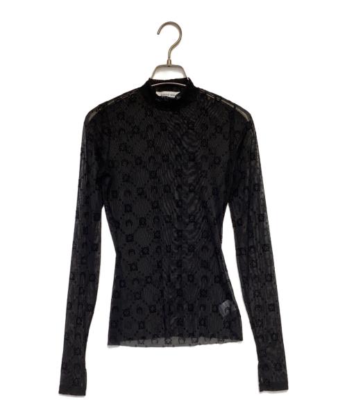MARINE SERRE（マリーンセル）MARINE SERRE (マリーンセル) Moonogram-Flocked Mesh Top（ムーンオグラム フロック メッシュ トップ） ブラック サイズ:XSの古着・服飾アイテム