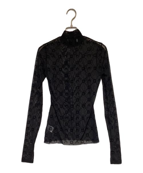 MARINE SERRE（マリーンセル）MARINE SERRE (マリーンセル) Moonogram-Flocked Mesh Top（ムーンオグラム フロック メッシュ トップ） ブラック サイズ:XSの古着・服飾アイテム