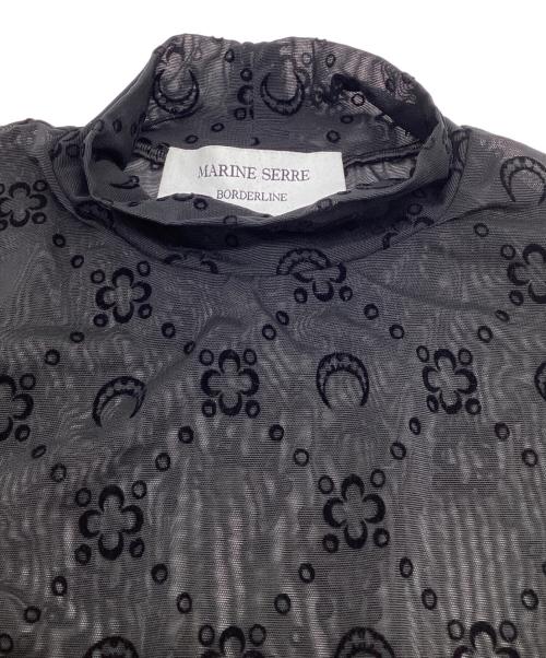 MARINE SERRE（マリーンセル）MARINE SERRE (マリーンセル) Moonogram-Flocked Mesh Top（ムーンオグラム フロック メッシュ トップ） ブラック サイズ:XSの古着・服飾アイテム