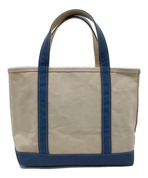 L.L.Bean（エルエルビーン）L.L.Bean (エルエルビーン) BOAT AND TOTE MEDIUM（ボート アンド トート ミディアム） アイボリー×ブルーの古着・服飾アイテム