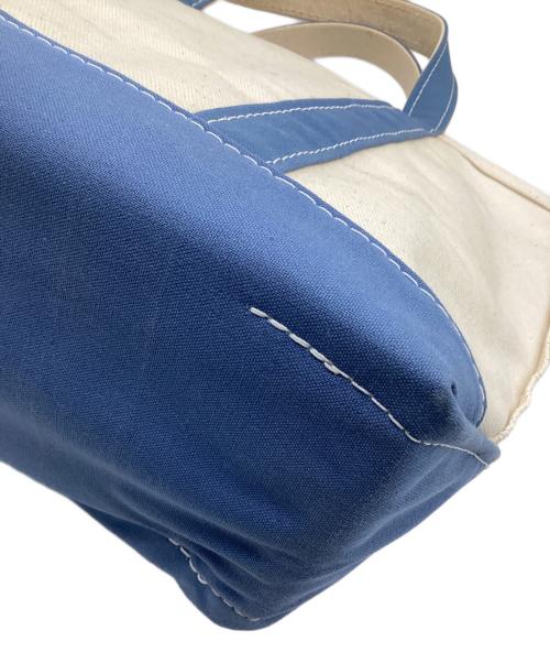 L.L.Bean（エルエルビーン）L.L.Bean (エルエルビーン) BOAT AND TOTE MEDIUM（ボート アンド トート ミディアム） アイボリー×ブルーの古着・服飾アイテム