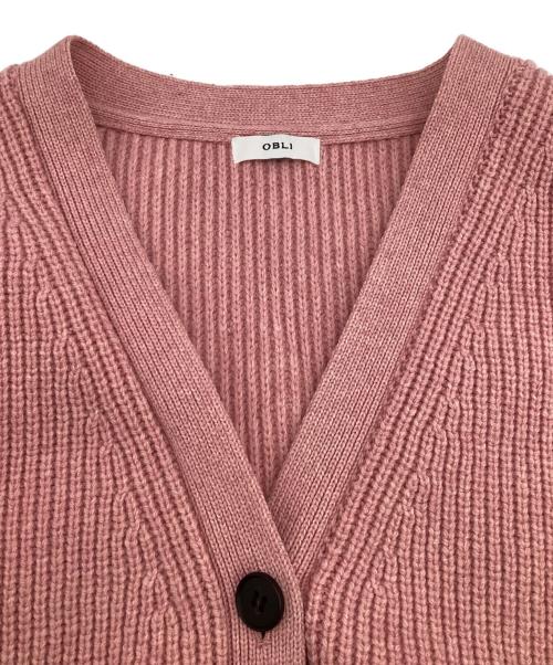 OBLI（オブリ）OBLI (オブリ) Vネックピンクカーディガン ピンク サイズ:-の古着・服飾アイテム