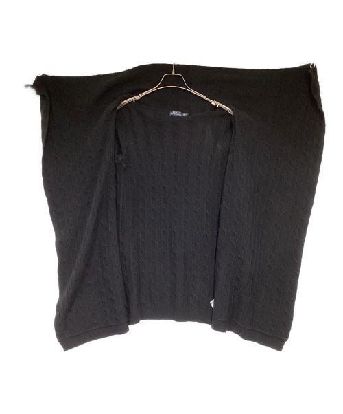 POLO RALPH LAUREN（ポロ・ラルフローレン）POLO RALPH LAUREN (ポロ・ラルフローレン) 変形ケーブルニットカーディガン ブラック サイズ:XSの古着・服飾アイテム