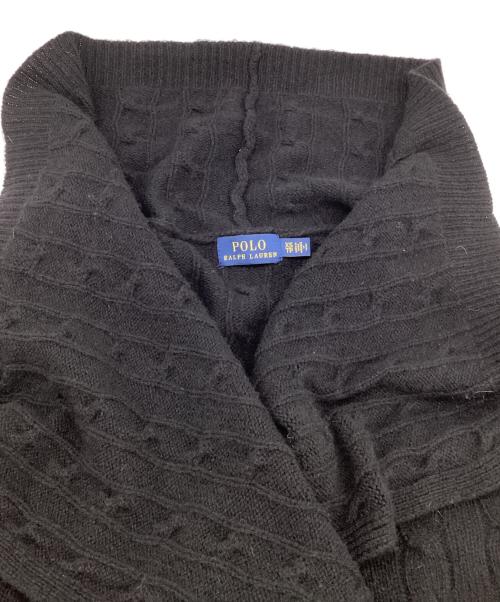 POLO RALPH LAUREN（ポロ・ラルフローレン）POLO RALPH LAUREN (ポロ・ラルフローレン) 変形ケーブルニットカーディガン ブラック サイズ:XSの古着・服飾アイテム
