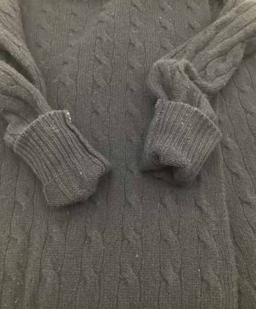 POLO RALPH LAUREN（ポロ・ラルフローレン）POLO RALPH LAUREN (ポロ・ラルフローレン) 変形ケーブルニットカーディガン ブラック サイズ:XSの古着・服飾アイテム