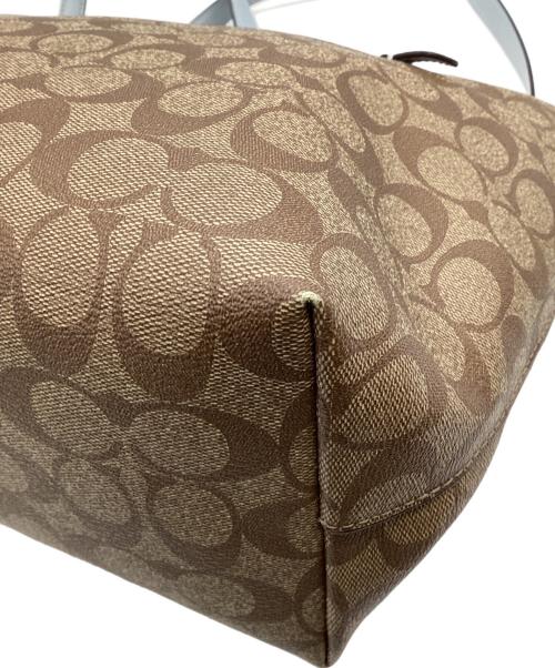 COACH（コーチ）COACH (コーチ) シグネチャー トートバッグ ベージュ×ライトブルーの古着・服飾アイテム