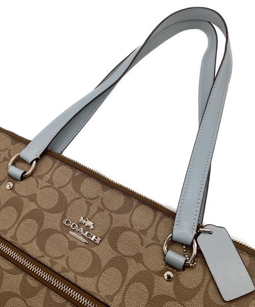 COACH（コーチ）COACH (コーチ) シグネチャー トートバッグ ベージュ×ライトブルーの古着・服飾アイテム