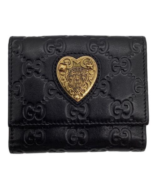 GUCCI（グッチ）GUCCI (グッチ) Guccissima（グッチシマ）3つ折り財布 ブラックの古着・服飾アイテム
