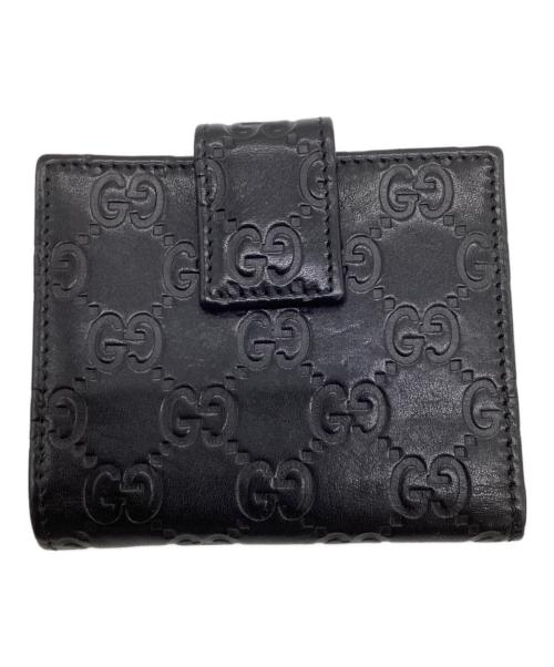 GUCCI（グッチ）GUCCI (グッチ) Guccissima（グッチシマ）3つ折り財布 ブラックの古着・服飾アイテム