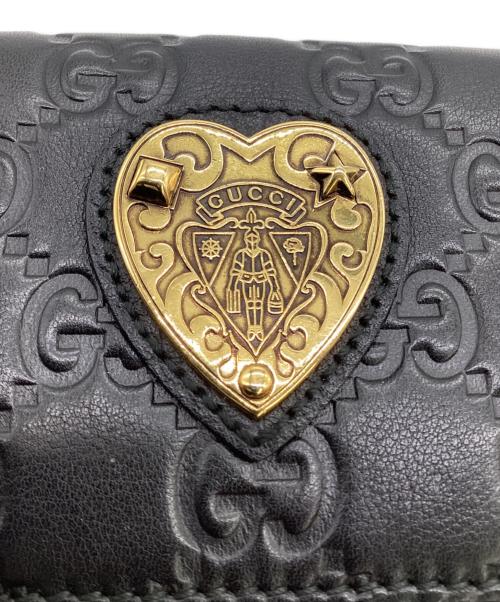 GUCCI（グッチ）GUCCI (グッチ) Guccissima（グッチシマ）3つ折り財布 ブラックの古着・服飾アイテム