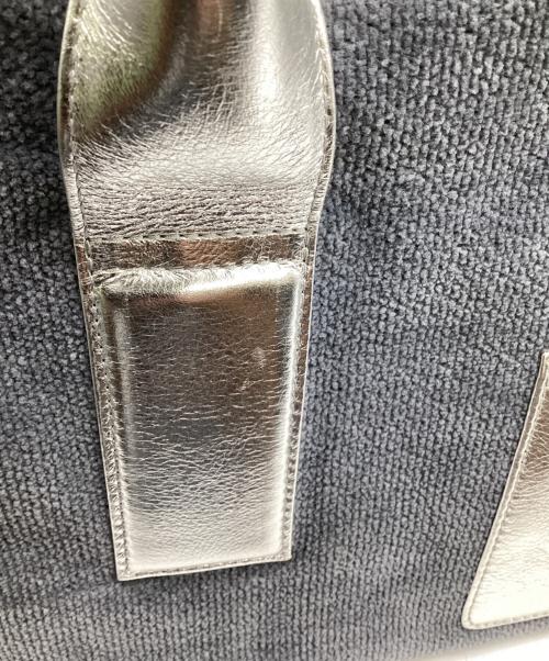 FEILER（フェイラー）FEILER (フェイラー) ミニボストンバッグ シルバー×ネイビーの古着・服飾アイテム