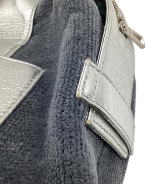 FEILER（フェイラー）FEILER (フェイラー) ミニボストンバッグ シルバー×ネイビーの古着・服飾アイテム