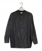 Graphpaperグラフペーパー）の古着「Broad Band Collar Shirt（ブロード バンド カラー シャツ）」｜ブラック