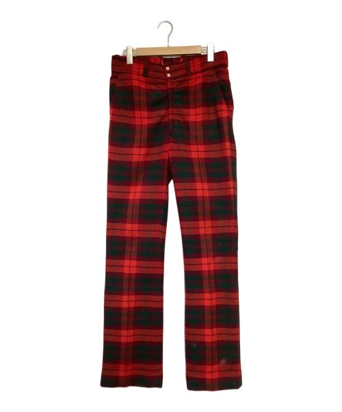 MONCLER（モンクレール）MONCLER (モンクレール) ウール チェック スキー パンツ レッド サイズ:86（要実寸値確認）の古着・服飾アイテム