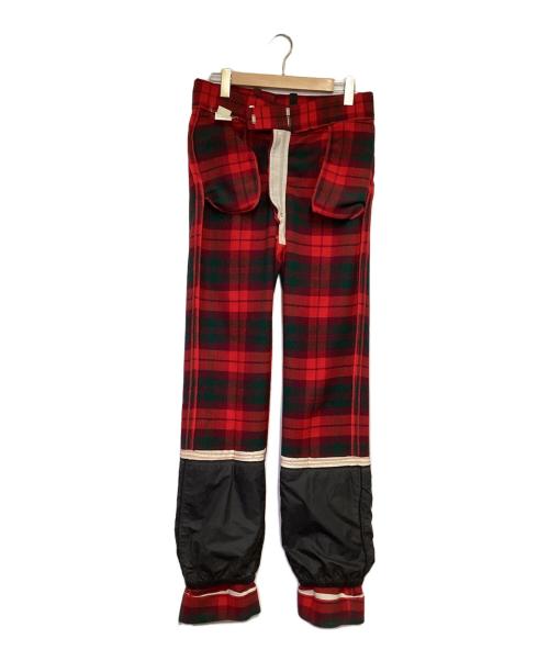 MONCLER（モンクレール）MONCLER (モンクレール) ウール チェック スキー パンツ レッド サイズ:86（要実寸値確認）の古着・服飾アイテム