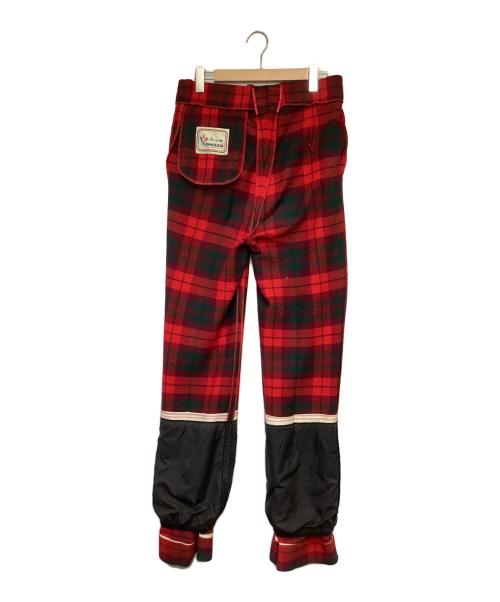 MONCLER（モンクレール）MONCLER (モンクレール) ウール チェック スキー パンツ レッド サイズ:86（要実寸値確認）の古着・服飾アイテム