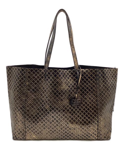 BOTTEGA VENETA（ボッテガベネタ）BOTTEGA VENETA (ボッテガベネタ) イントレッチオミラージュ トートバッグ ブラック×ゴールドの古着・服飾アイテム