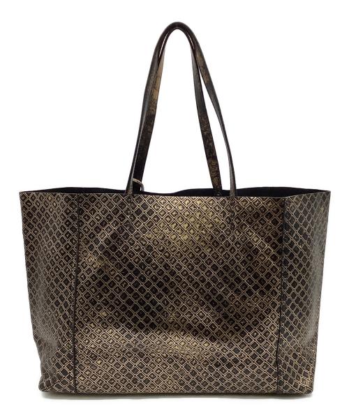 BOTTEGA VENETA（ボッテガベネタ）BOTTEGA VENETA (ボッテガベネタ) イントレッチオミラージュ トートバッグ ブラック×ゴールドの古着・服飾アイテム