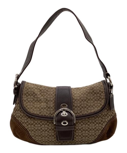 COACH（コーチ）COACH (コーチ) ミニシグネチャー SOHO（ソーホー）ワンショルダーバッグ ベージュ×ブラウンの古着・服飾アイテム