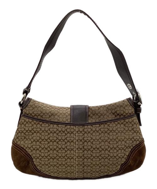 COACH（コーチ）COACH (コーチ) ミニシグネチャー SOHO（ソーホー）ワンショルダーバッグ ベージュ×ブラウンの古着・服飾アイテム