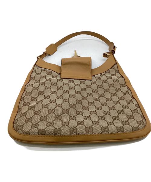 GUCCI（グッチ）GUCCI (グッチ) GGキャンバス ワンショルダーバッグ ベージュ・ブラウンの古着・服飾アイテム