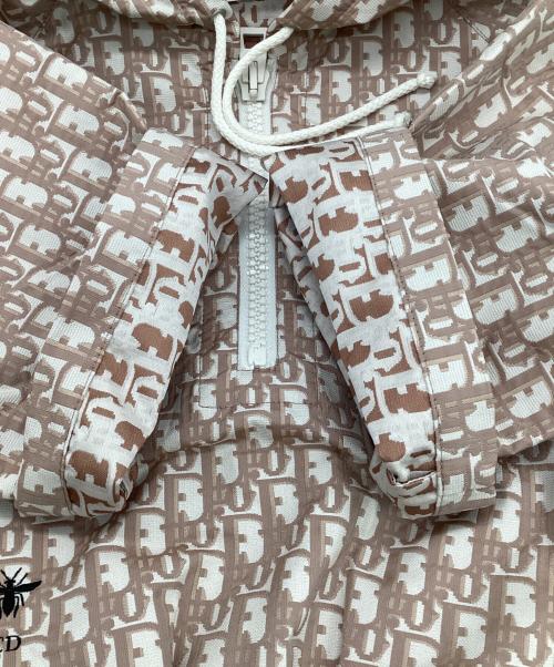 Christian Dior（クリスチャン ディオール）Christian Dior (クリスチャン ディオール) オブリーク フーディ 半袖ワンピース ピンクベージュ・ホワイト サイズ:36の古着・服飾アイテム