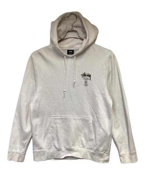 stussy（ステューシー）stussy (ステューシー) WORLD TOUR HOODIE（ワールド ツアー フーディー） ホワイト サイズ:Mの古着・服飾アイテム