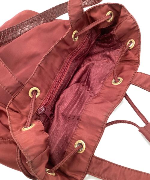 PRADA（プラダ）PRADA (プラダ) ワンショルダー巾着バッグ レッドの古着・服飾アイテム