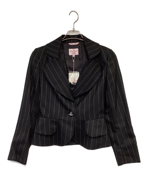 Vivienne Westwood RED LABEL（ヴィヴィアンウエストウッドレッドレーベル）Vivienne Westwood RED LABEL (ヴィヴィアンウエストウッドレッドレーベル) ストライプ ラブジャケット ブラック サイズ:02の古着・服飾アイテム
