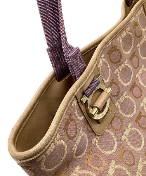 Salvatore Ferragamo（サルヴァトーレ フェラガモ）Salvatore Ferragamo (サルヴァトーレ フェラガモ) トートバッグ ベージュ×パープルの古着・服飾アイテム