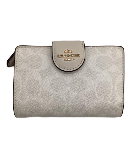 COACH（コーチ）COACH (コーチ) ミディアム コーナー ジップ ウォレット シグネチャー キャンバス ベージュの古着・服飾アイテム