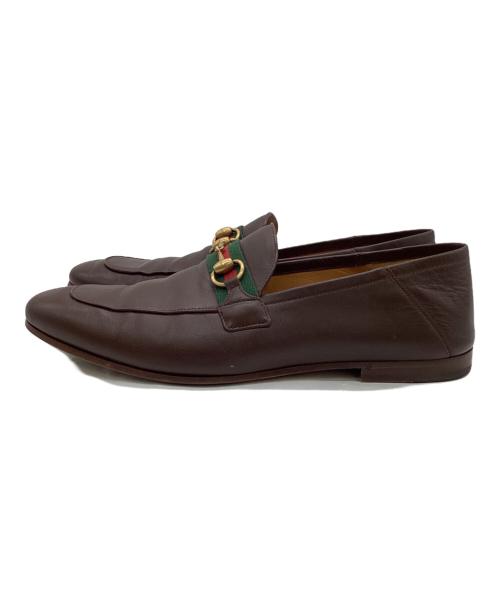 GUCCI（グッチ）GUCCI (グッチ) シェリーライン ビット ローファー ブラウン サイズ:9 1/2の古着・服飾アイテム