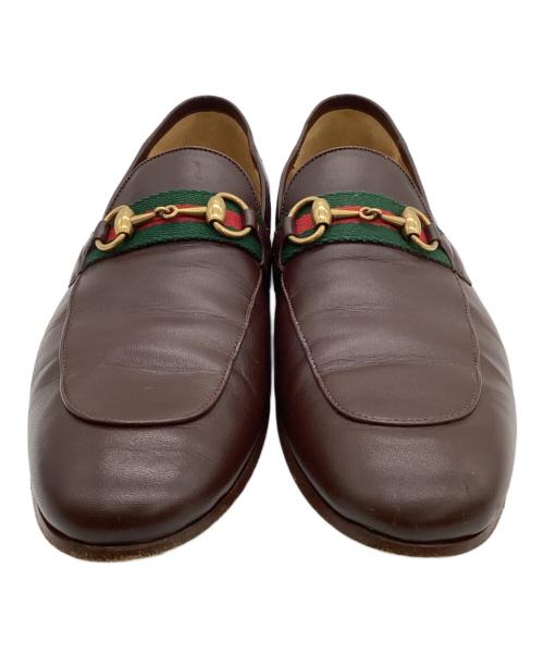 GUCCI（グッチ）GUCCI (グッチ) シェリーライン ビット ローファー ブラウン サイズ:9 1/2の古着・服飾アイテム