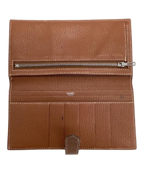 HERMES（エルメス）HERMES (エルメス) ベアン クラシック シェーブル 長財布 ブラウンの古着・服飾アイテム